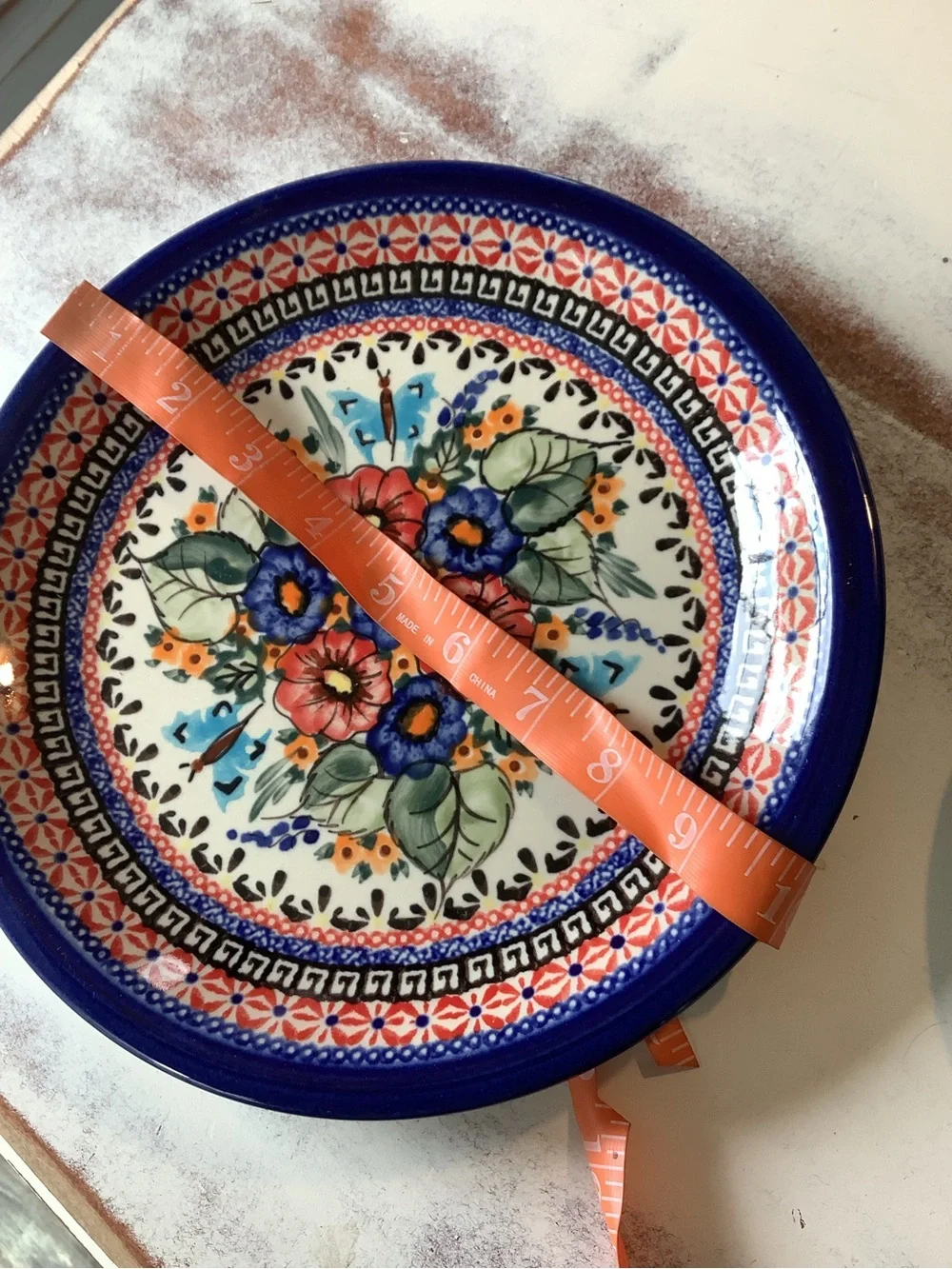 Set Of 3 Three UNIKAT Polish Pottery Plates Floral Butterfly